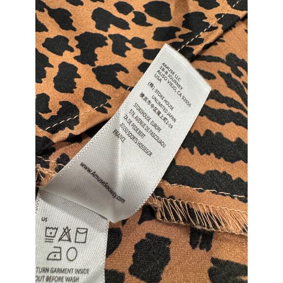Amuse Society High Rise Midi Skirt Size S Tan Brown Black Leopard Animal Geo - Picture 7 of 9